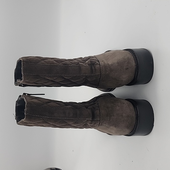 AQUATALIA Taupe/Gray-Brown Suede Mid-calf Boots with Diamond Quilting Detail, 7 - Picture 3 of 6